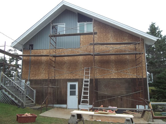 Exterior wall sheathing replaced; windows removed and relocated.