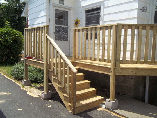 New steps and deck on existing house