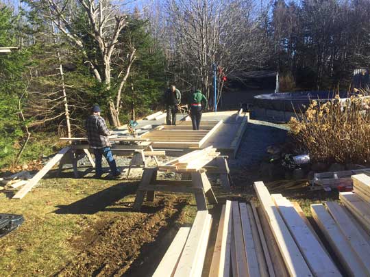 Framing up the stud walls on an new garage.