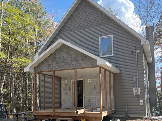 Back entrance of two story home almost finished