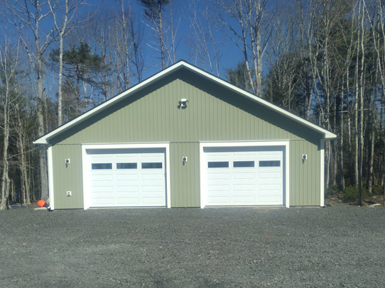 Spacious two door green garage